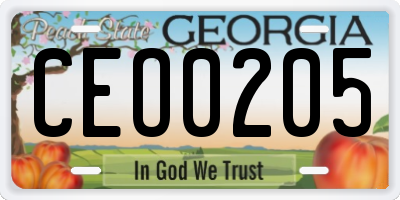 GA license plate CEO0205