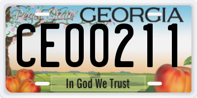 GA license plate CEO0211