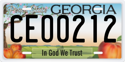 GA license plate CEO0212
