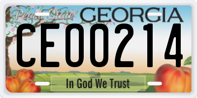 GA license plate CEO0214