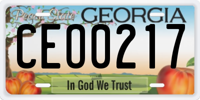GA license plate CEO0217