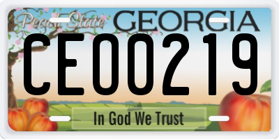 GA license plate CEO0219