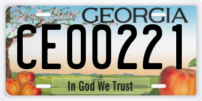 GA license plate CEO0221