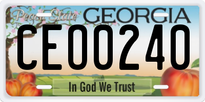 GA license plate CEO0240