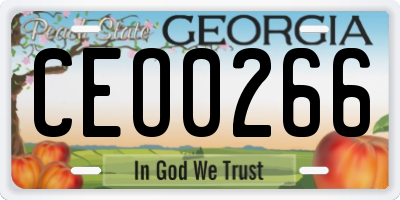 GA license plate CEO0266