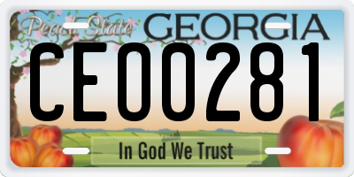 GA license plate CEO0281