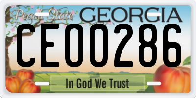 GA license plate CEO0286