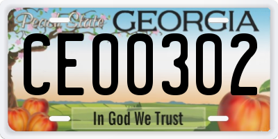 GA license plate CEO0302