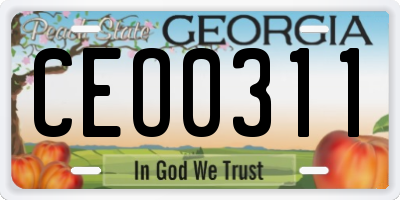 GA license plate CEO0311