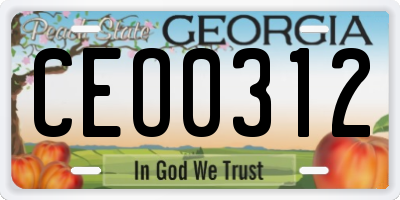 GA license plate CEO0312