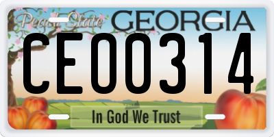 GA license plate CEO0314