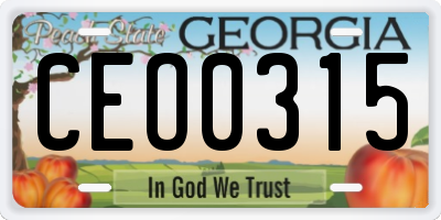 GA license plate CEO0315