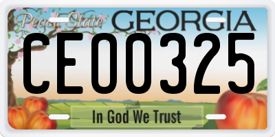 GA license plate CEO0325