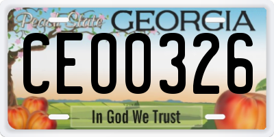 GA license plate CEO0326
