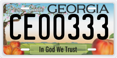 GA license plate CEO0333
