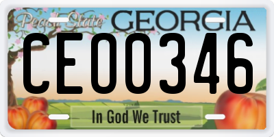 GA license plate CEO0346