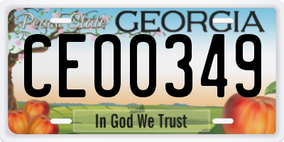GA license plate CEO0349