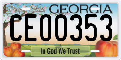 GA license plate CEO0353