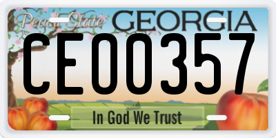 GA license plate CEO0357