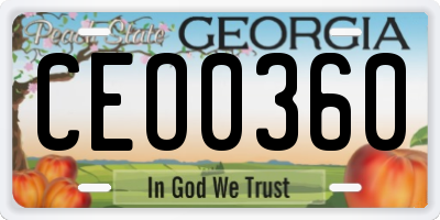 GA license plate CEO0360