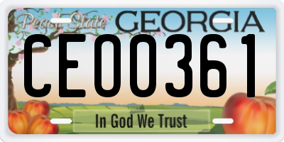 GA license plate CEO0361