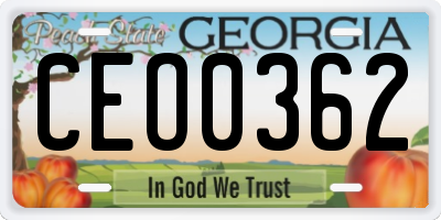 GA license plate CEO0362