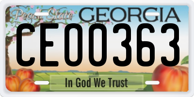 GA license plate CEO0363