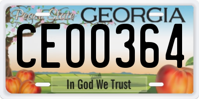GA license plate CEO0364