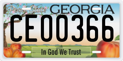GA license plate CEO0366