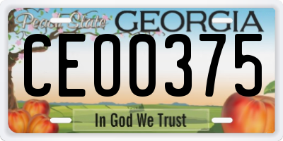 GA license plate CEO0375