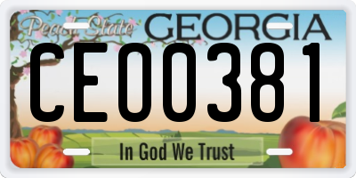 GA license plate CEO0381