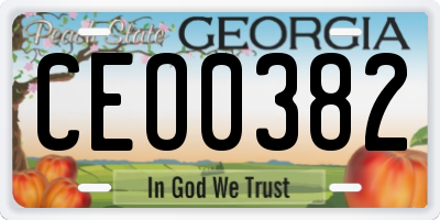 GA license plate CEO0382