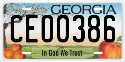 GA license plate CEO0386