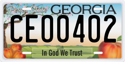 GA license plate CEO0402