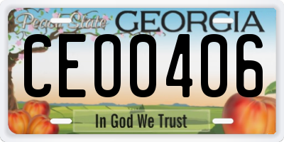 GA license plate CEO0406