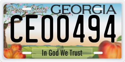 GA license plate CEO0494