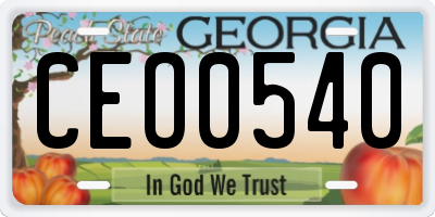GA license plate CEO0540