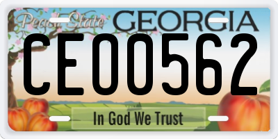 GA license plate CEO0562