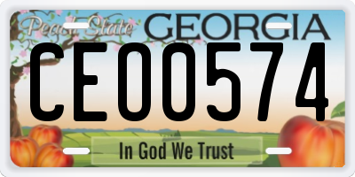 GA license plate CEO0574