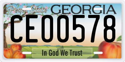 GA license plate CEO0578