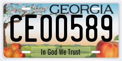GA license plate CEO0589