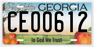 GA license plate CEO0612