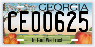 GA license plate CEO0625