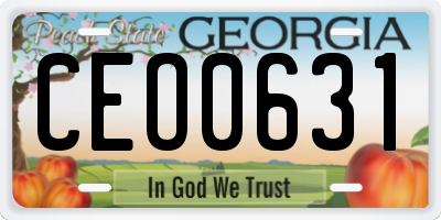 GA license plate CEO0631