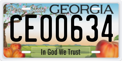 GA license plate CEO0634