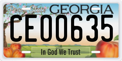 GA license plate CEO0635