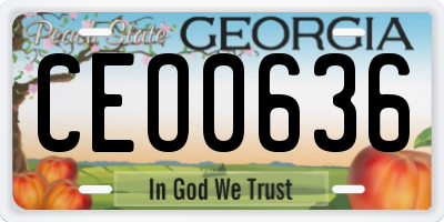 GA license plate CEO0636