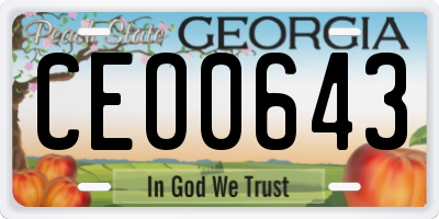 GA license plate CEO0643