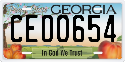 GA license plate CEO0654