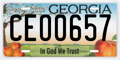GA license plate CEO0657